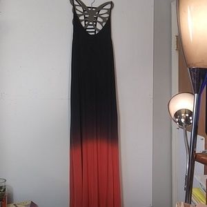 BLUE CARIBBEAN LONG COLORBLOCK MAXI DRESS